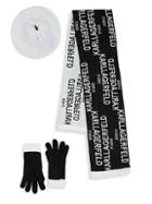 Karl Lagerfeld Paris Karl Text Print Three-piece Hat Scarf & Glove Set