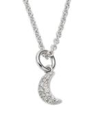 La Soula Sterling Silver & Diamond Little Crescent Moon Pendant Necklace