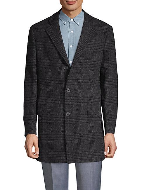Saks Fifth Avenue Made In Italy Tonal Plaid Double-faced Coat