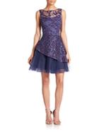 Peserico Piper Layered Lace & Tulle Dress
