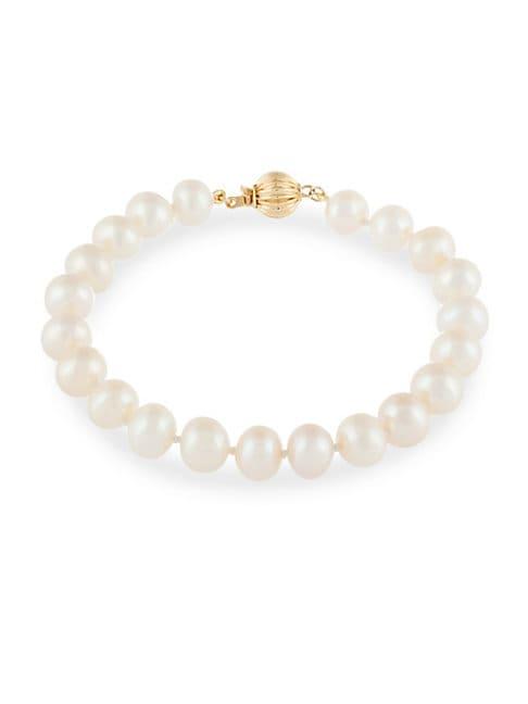 Masako 14k Yellow Gold & Freshwater White Pearl Bracelet