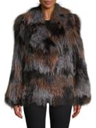 Peri Luxe Long-sleeve Dyed Fox Fur Coat
