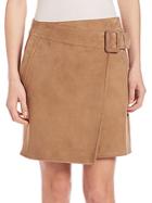 Vince Suede Asymmetrical Belted Skirt