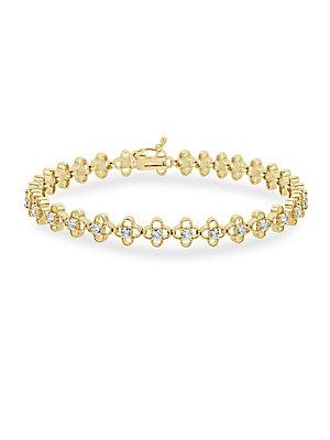 Saks Fifth Avenue Diamond And 14k Yellow Gold Flower Bracelet