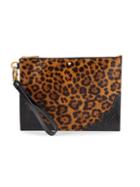 Versace Leopard-print Faux Fur & Leather Portfolio Case
