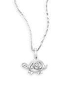 Bliss Gioielli Special Moments 0.02 Tcw Diamond & 18k White Gold Turtle Pendant Necklace