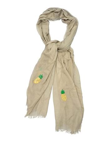 Guadalupe Design Embroidered Pineapple Cotton Scarf
