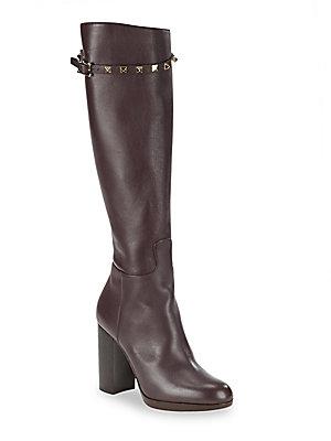 Valentino Zipped Leather Knee-high Boots