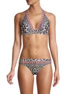 La Moda Clothing 2-piece Beaded Leopard-print Bikini