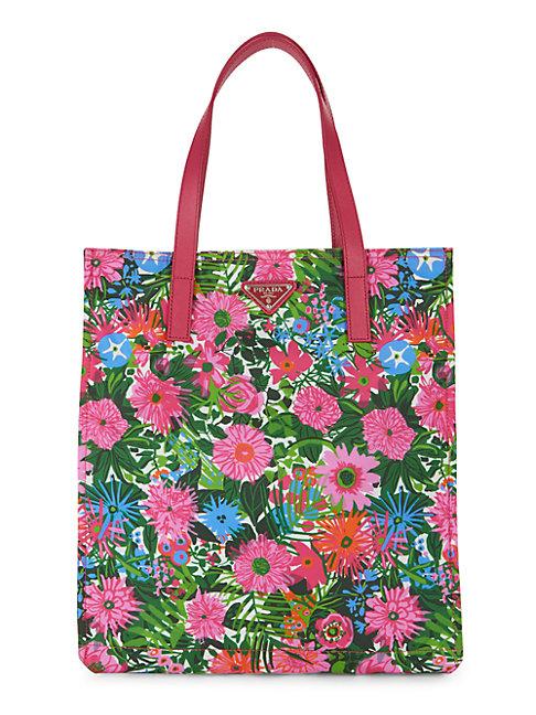 Prada Floral Nylon Tote Bag