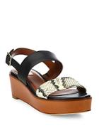 Cole Haan Cambon Snake-embossed Leather Wedge Sandals