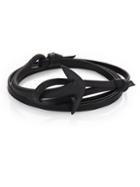 Miansai Pvd Coated Noir Anchor Leather Wrap Bracelet
