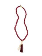 Diane Von Furstenberg Agate Beaded Tassel Pendant Goldplated Necklace