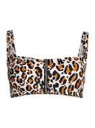 Dkny Leopard Zip-front Bikini Top