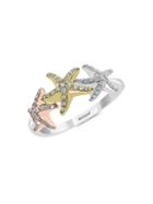 Effy Seaside 14k Tri-tone Gold & Diamond Starfish Ring