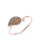 Suzanne Kalan 14k Rose Gold & Champagne Diamond Leaf Ring