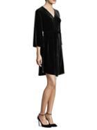 Eileen Fisher Velvet Three-quarter Sleeve Wrap Dress