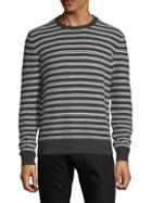 Cashmere Saks Fifth Avenue Crewneck Striped Cashmere Sweater