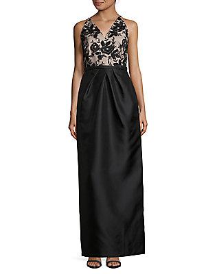 Ml Monique Lhuillier Embroidered Bodice Gown