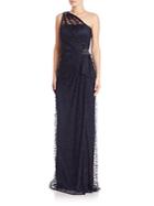 Theia One Shoulder Lace Gown