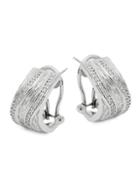 Effy Sterling Silver & White Diamond Leverback Earrings