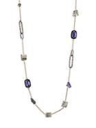 Alexis Bittar Two-tone Crystal-encrusted Mixed Stone Station Necklace