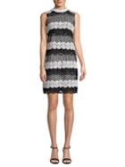 Belle By Badgley Mischka Classic Lace-trimmed Sheath Dress