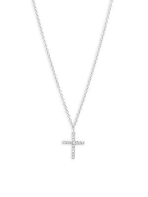 Danni Diamond And 14k White Gold Cross Pendant Necklace