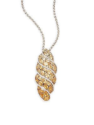 Effy Citrine & Sterling Silver Solid Fill Pendant Necklace