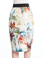 Milly Parrot-print Pencil Skirt
