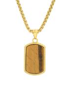 Anthony Jacobs 18k Goldplated & Tiger Eye Dog Tag Pendant Necklace