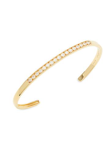 Sara Weinstock Milgrain 18k Yellow Gold Diamond Cuff Bracelet