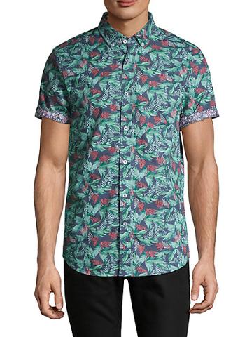 Heritage Report Collection Slim-fit Leaf-print Shirt
