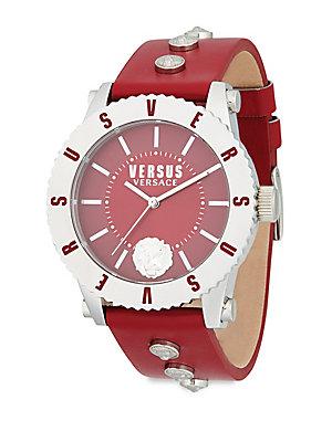 Versus Versace Lion Head Leather-strap Watch
