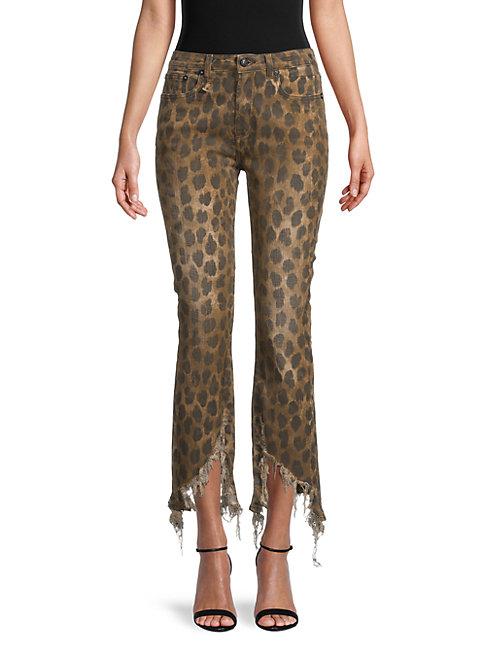 R13 Leopard-print Distressed Jeans