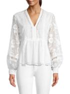 Allison New York Floral Embroidered Top
