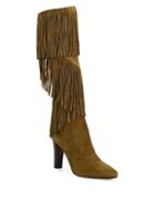 Saint Laurent Lily Fringed Suede Boots