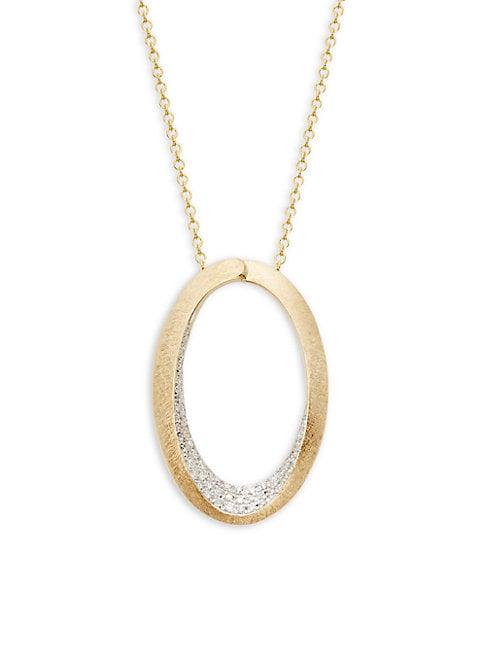 Effy 14k Gold & Diamond Oval Pendant Necklace
