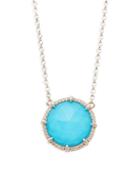Judith Ripka Eclipse Sterling Silver Turquoise & White Topaz Circle Pendant Necklace