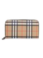 Burberry Check Leather Zip-around Wallet