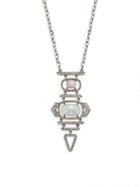Bavna Sterling Silver Multi-color Sapphire & Diamond Pendant Necklace
