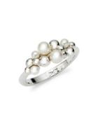 Majorica 3-4mm Glass Pearl Sterling Silver Cluster Ring