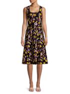 Kate Spade New York Jacquard Floral Sleeveless A-line Sweater Dress
