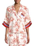 Joie Bayley Floral & Stripe Cropped Camper Shirt