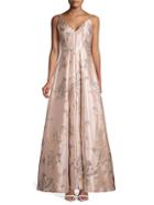 Calvin Klein Brocade Pleated Gown
