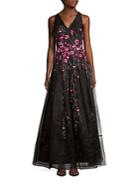 Kay Unger Embroidered Tulle Gown
