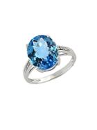 Effy 14kt. White Gold And Blue Topaz Ring With Diamonds