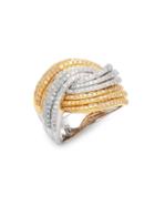 Effy 14k Two-tone Gold & Diamond Crossover Ring