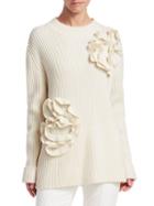 Akris Punto Flower Rib-knit Pullover