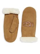 Ugg Logo Sheepskin And Leather Mittens
